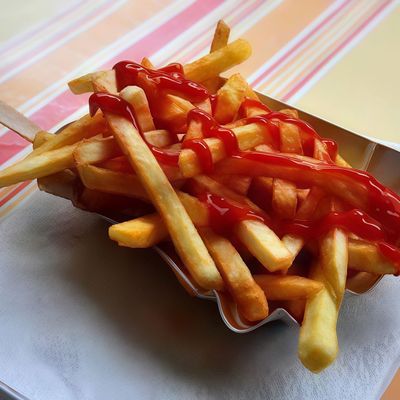 French fries with ketchup