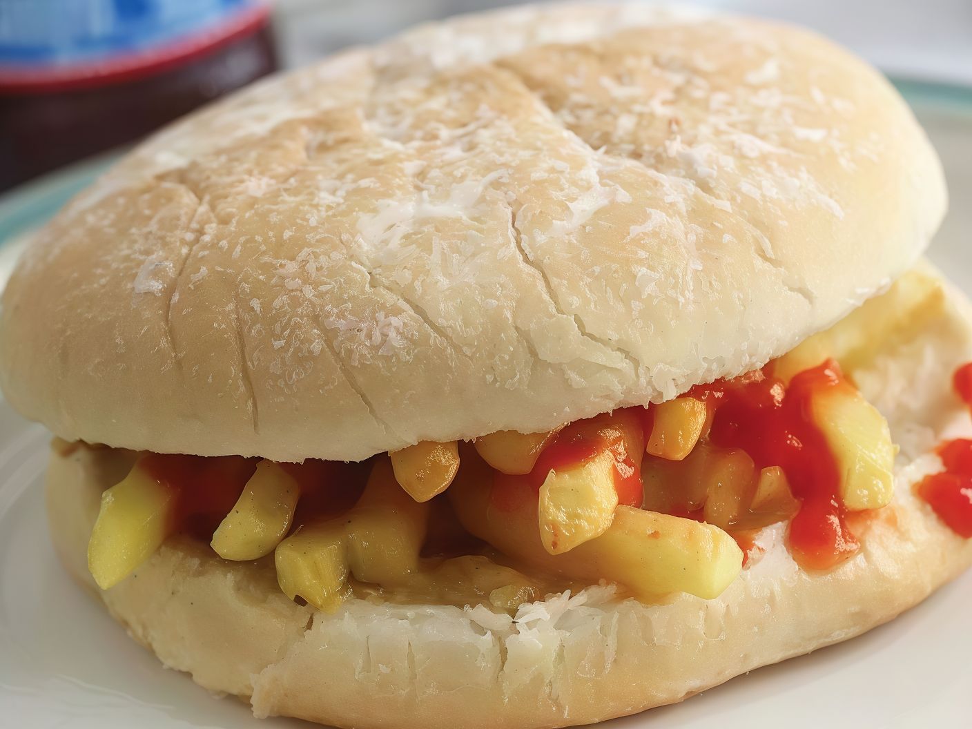 Sandwich Potatoes with Ketchup