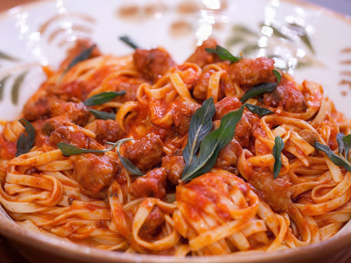 Pasta with Sauce and Sausage