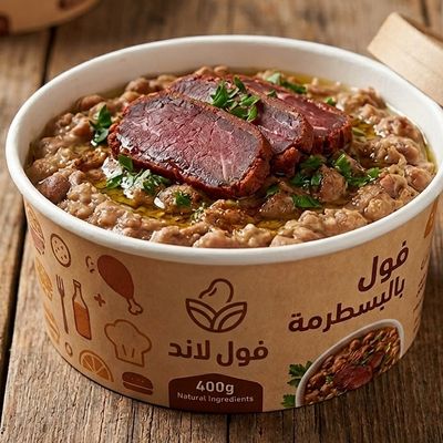 علبة فول بالبسطرمة