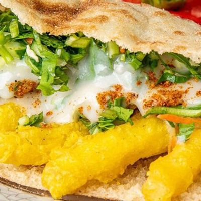 Shrimp potato sandwich