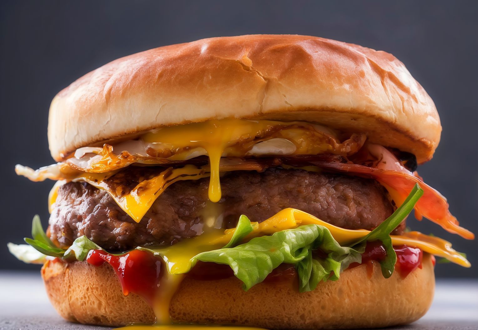 Jumbo Beef Burger With Eggs And Cheese Sandwich