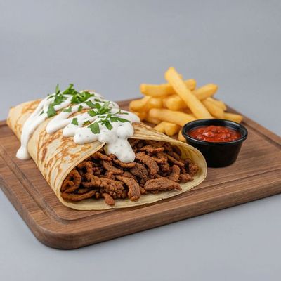 Crepe meat shawarma.