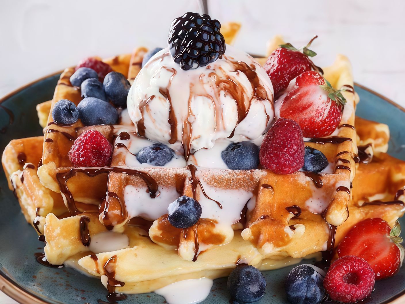 waffle with icecream