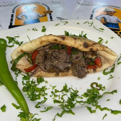 Grilled liver with baladi bread