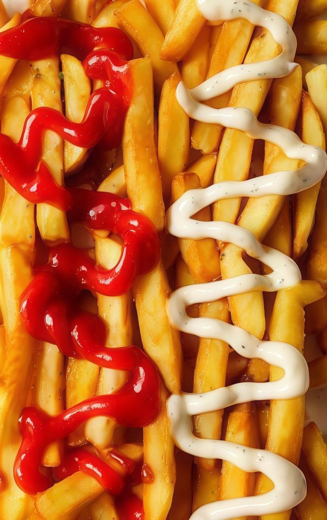 Fries, ketchup, mayonnaise
