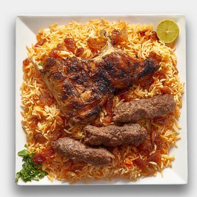 ربع دجاج مشوي مع 3 قطع كفتة