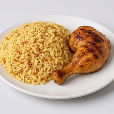 Rice with vermicelli and chicken thigh