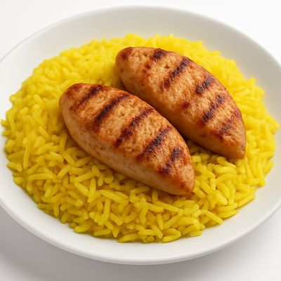 Basmati rice with grilled chicken slices