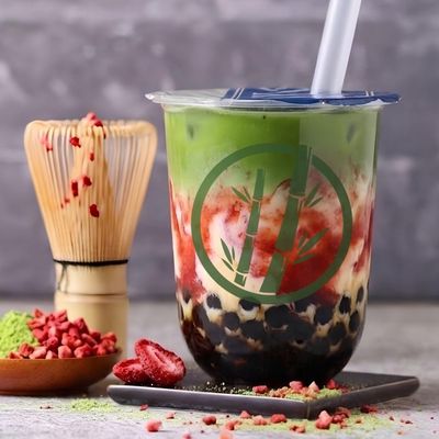 Strawberry Matcha Boba Latte
