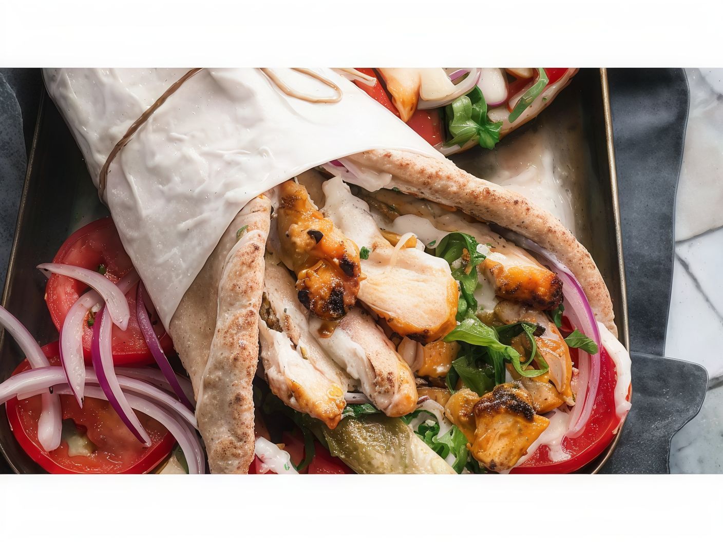 Italian pizza roll meat shawarma