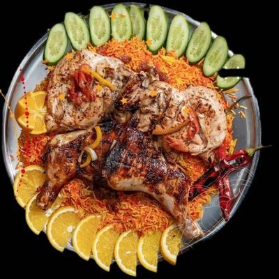 Half grilled chicken