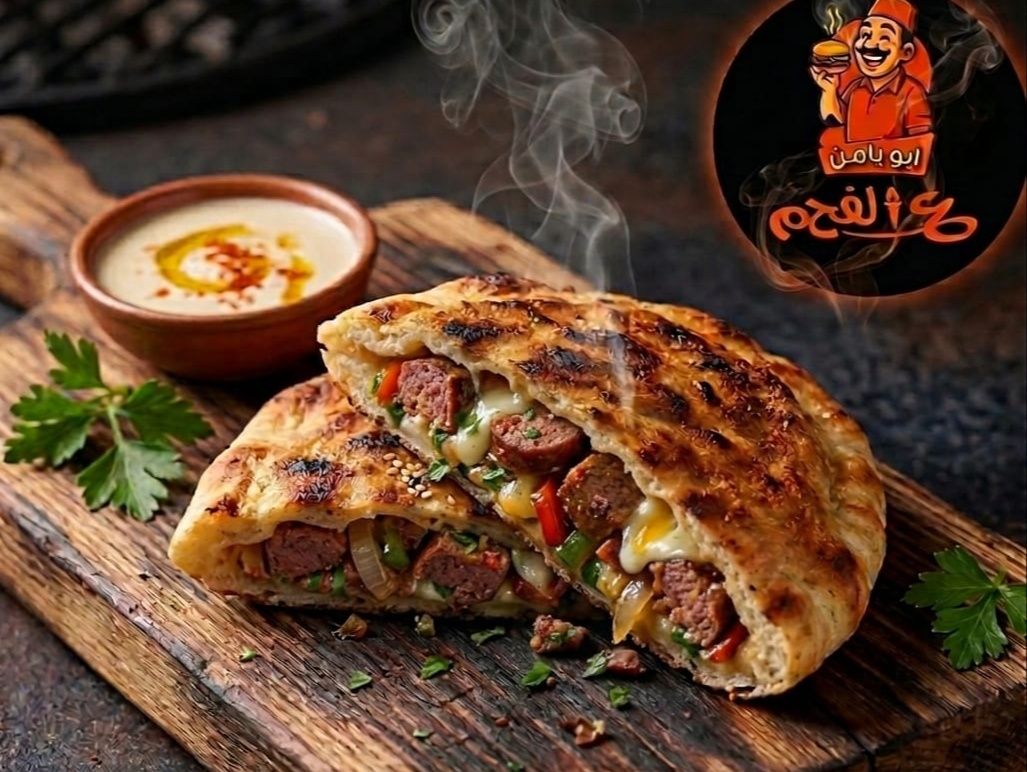 Charcoal-grilled sausage hawawshi