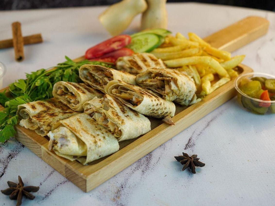 Meat shawarma + Syrian potatoes