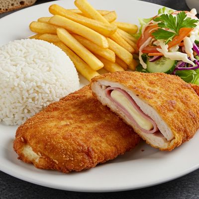 Cordon Bleu with Rice and Fries