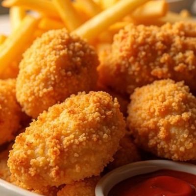 Chicken Nuggets with Basmati Rice and French Fries