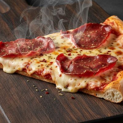 Large basturma pizza slice