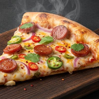 Large Mexican Hot Dog Pizza Slice