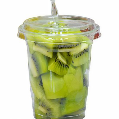 Freshly cut pieces kiwi cup