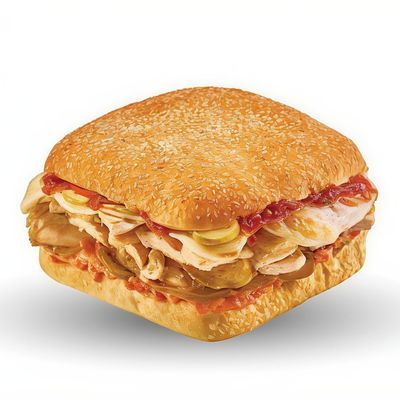 Spicy Chicken with Tomato and Basil Ciabatta Bread Sandwich