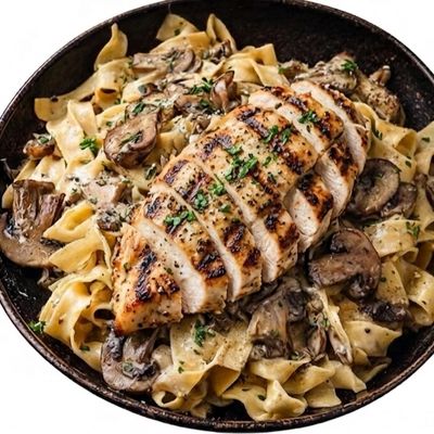 Pasta With Mushrooms, Truffle, And Chicken