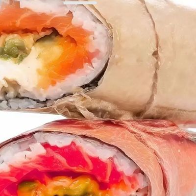 Healthy Salmon Burrito Half
