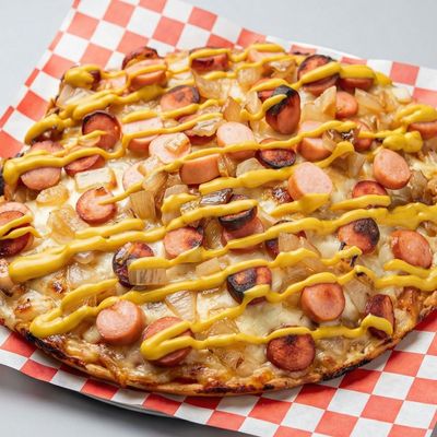 Chicken Pizza with hot dog
