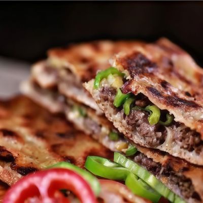 Meat Hawawshi with Cheese and Vegetables