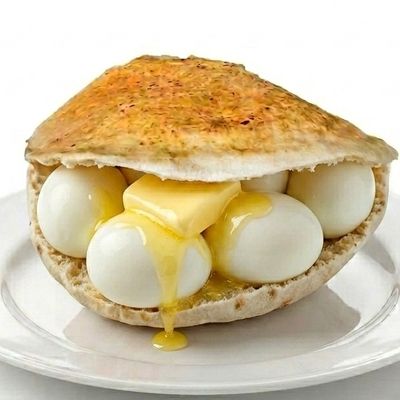Egg sandwich rolled in butter