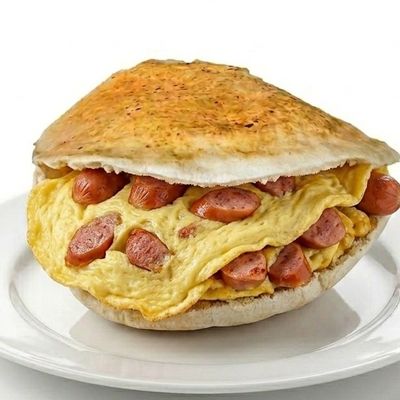 Omelette Sausage Sandwich