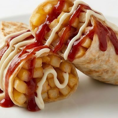 Potato Roll with Ketchup and Mayonnaise