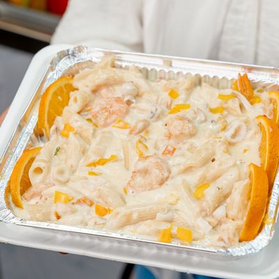 Shrimp Pasta with White Sauce without cheese