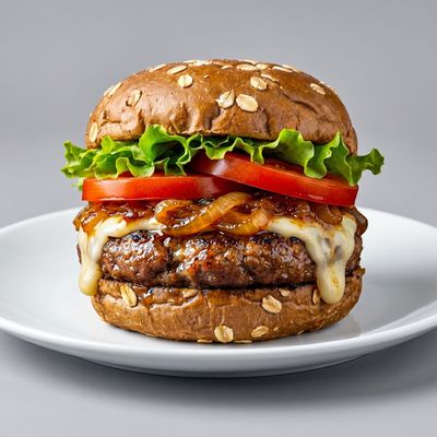 Healthy Cheese Burger Sandwich With Potato Wedges