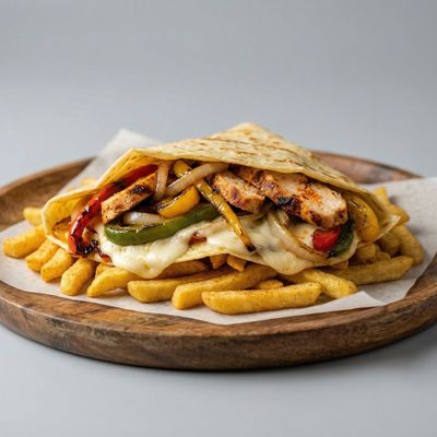 Fajita Crepe on Potatoes