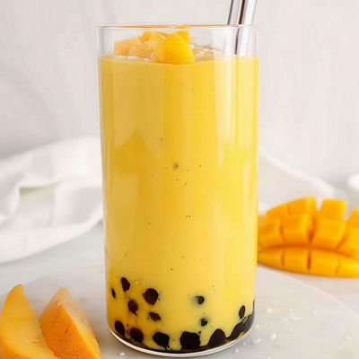 Mango Peach Boba Smoothie