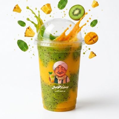 Mango, kiwi, mint, and pineapple smoothie