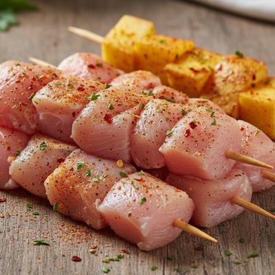 400g Chicken Breast Platter, 5 Skewers, 1 Potato Skewer