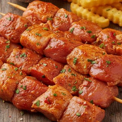 Shish Tawook Plate 400g, 5 Skewers, 1 Potato Skewer