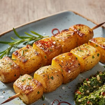 1 skewer of small diced potatoes