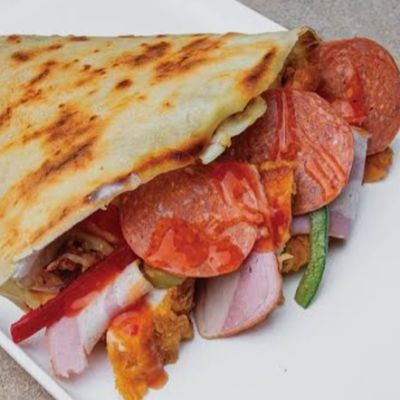 Salami and Mushroom Crepe