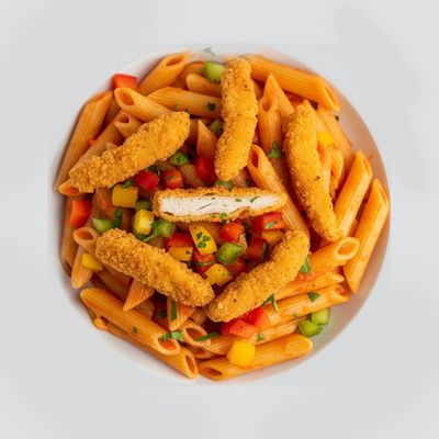 Crispy pasta with red sauce