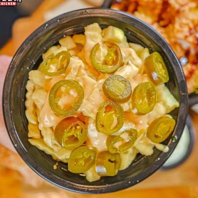 Potatoes, Cheese Sauce, Jalapeño Peppers