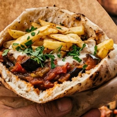 Eggplant Moussaka Potato Sandwich