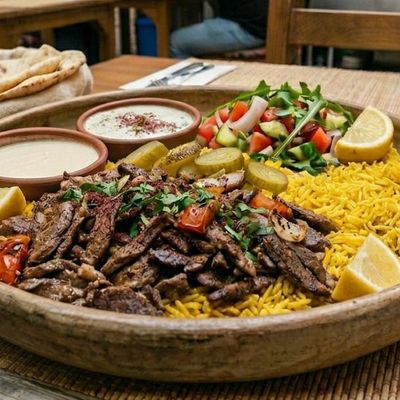 Egyptian meat Shawarma Meal