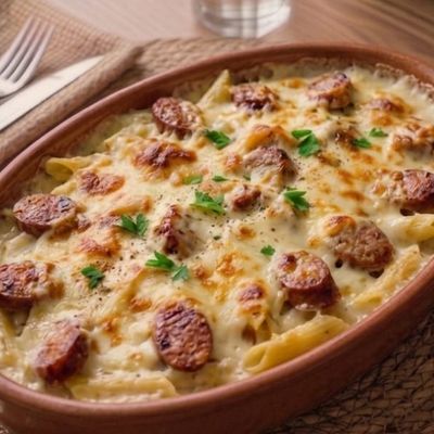 Sausage pasta with white sauce