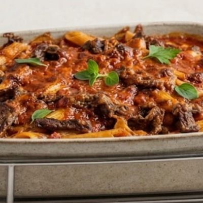 Meat Shawarma Pasta with Red Sauce