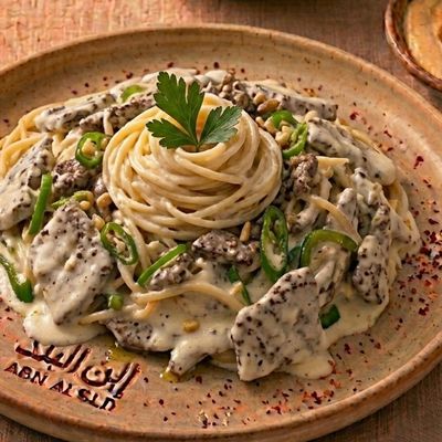 Spaghetti with Liver and White Sauce