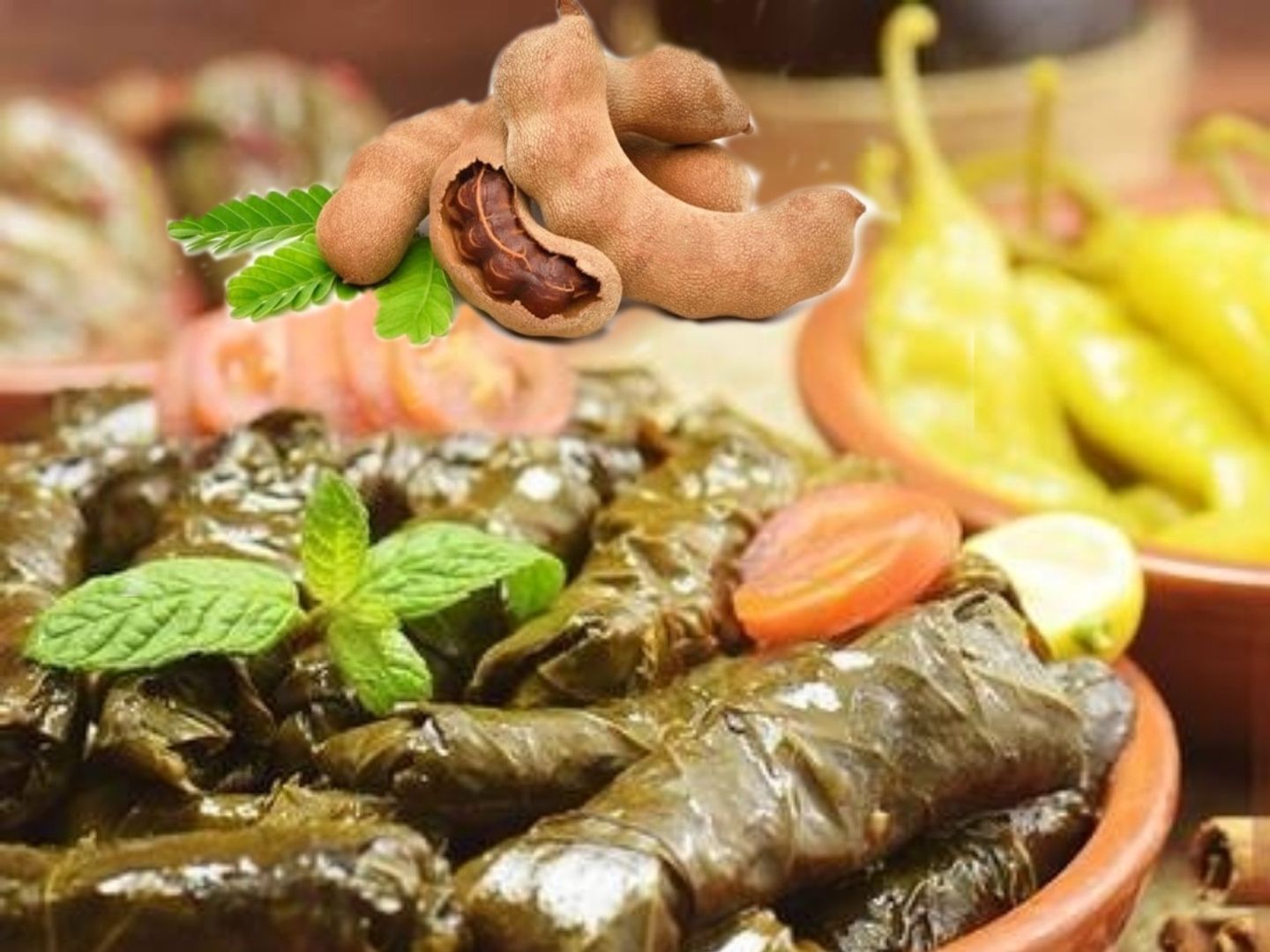 ورق عنب بتمر الهندي وسط عدد ١٤ حبه
