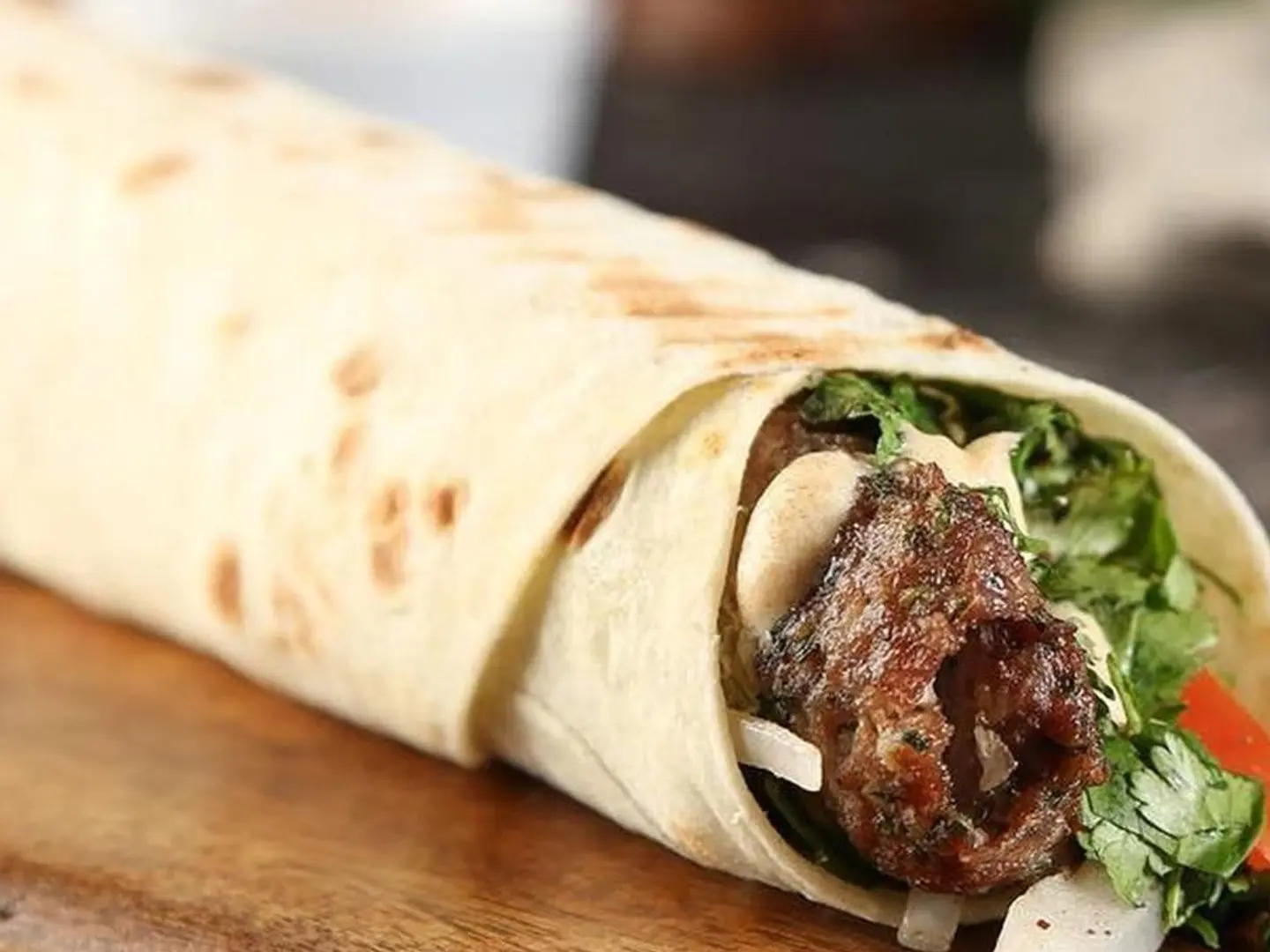 Meat Kebab Sandwich In Saj Bread