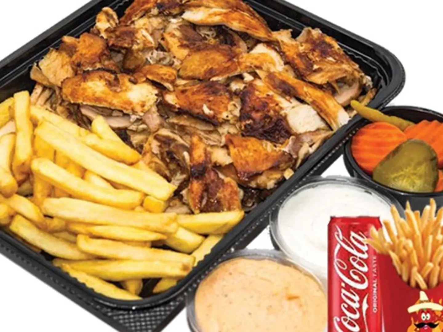 Chicken Slices Dish With Potatoes, Garlic And Ketchup